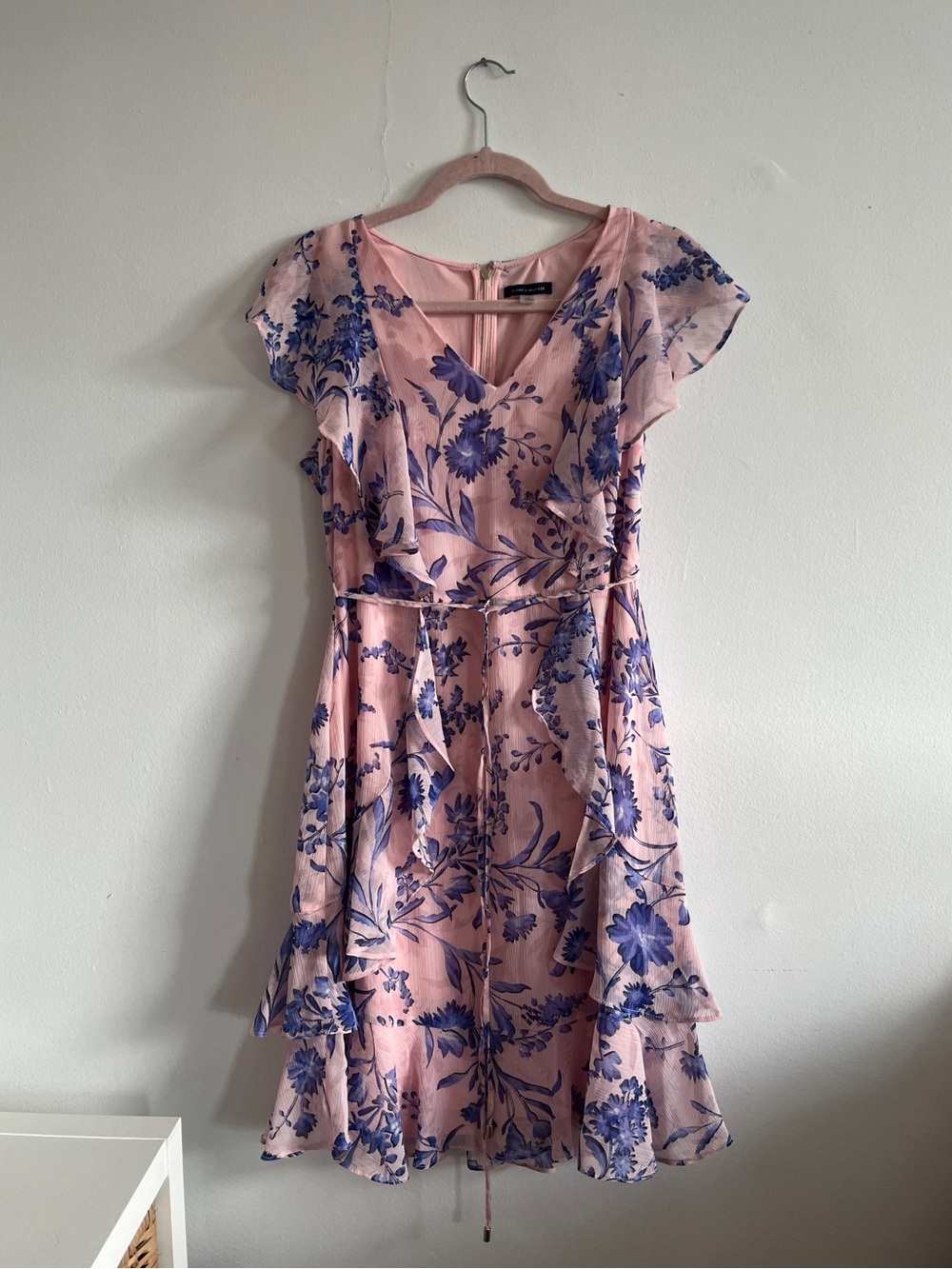 Size 8 Pink and Blue Tommy Hilfiger Humming Garden Dress